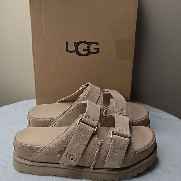 NIB Ugg Women's Goldenstar Hi Slide Platform Sandals Sz 9 Color Sand - Picture 3 of 11